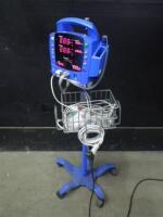 GE DINAMAP DPC400N PROCARE VITAL SIGNS MONITOR WITH CABLES (SPO2, BP) ON ROLLING STAND