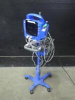 GE DINAMAP DPC400N PROCARE VITAL SIGNS MONITOR WITH CABLES (SPO2, BP) ON ROLLING STAND
