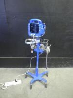 GE DINAMAP DPC400N PROCARE VITAL SIGNS MONITOR WITH CABLES (SPO2, BP) ON ROLLING STAND