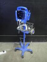 GE DINAMAP DPC400N PROCARE VITAL SIGNS MONITOR WITH CABLES (SPO2, BP) ON ROLLING STAND