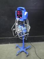GE DINAMAP DPC400N PROCARE VITAL SIGNS MONITOR WITH CABLES (SPO2, BP) ON ROLLING STAND