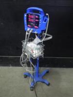GE DINAMAP DPC400N PROCARE VITAL SIGNS MONITOR WITH CABLES (SPO2, BP) ON ROLLING STAND