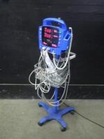 GE DINAMAP DPC400N PROCARE VITAL SIGNS MONITOR WITH CABLES (SPO2, BP) ON ROLLING STAND