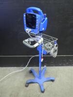 GE DINAMAP DPC400N PROCARE VITAL SIGNS MONITOR WITH CABLES (SPO2, BP) ON ROLLING STAND