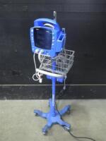 GE DINAMAP DPC400N PROCARE VITAL SIGNS MONITOR WITH CABLES (SPO2, BP) ON ROLLING STAND
