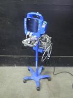 GE DINAMAP DPC400N PROCARE VITAL SIGNS MONITOR WITH CABLES (SPO2, BP) ON ROLLING STAND