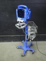GE DINAMAP DPC400N PROCARE VITAL SIGNS MONITOR WITH CABLES (SPO2, BP) ON ROLLING STAND