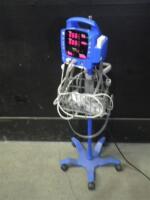 GE DINAMAP DPC400N PROCARE VITAL SIGNS MONITOR WITH CABLES (SPO2, BP) ON ROLLING STAND