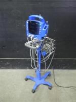GE DINAMAP DPC400N PROCARE VITAL SIGNS MONITOR WITH CABLES (SPO2, BP) ON ROLLING STAND