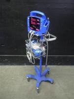 GE DINAMAP DPC400N PROCARE VITAL SIGNS MONITOR WITH CABLES (SPO2, BP) ON ROLLING STAND