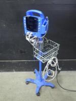 GE DINAMAP DPC400N PROCARE VITAL SIGNS MONITOR WITH CABLES (SPO2, BP) ON ROLLING STAND