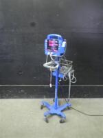 GE DINAMAP DPC400N PROCARE VITAL SIGNS MONITOR WITH CABLES (SPO2, BP) ON ROLLING STAND