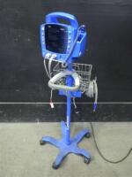 GE DINAMAP DPC400N PROCARE VITAL SIGNS MONITOR WITH CABLES (SPO2, BP) ON ROLLING STAND