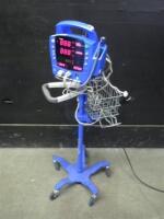 GE DINAMAP DPC400N PROCARE VITAL SIGNS MONITOR WITH CABLES (SPO2, BP) ON ROLLING STAND