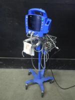 GE DINAMAP DPC400N PROCARE VITAL SIGNS MONITOR WITH CABLES (SPO2, BP) ON ROLLING STAND