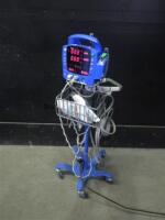 GE DINAMAP DPC400N PROCARE VITAL SIGNS MONITOR WITH CABLES (SPO2, BP) ON ROLLING STAND