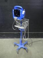 GE DINAMAP DPC400N PROCARE VITAL SIGNS MONITOR WITH CABLES (SPO2, BP) ON ROLLING STAND