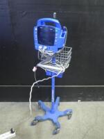 GE DINAMAP DPC400N PROCARE VITAL SIGNS MONITOR WITH CABLES (SPO2, BP) ON ROLLING STAND