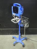 GE DINAMAP DPC400N PROCARE VITAL SIGNS MONITOR WITH CABLES (SPO2, BP) ON ROLLING STAND
