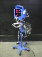 GE DINAMAP PROCARE VITAL SIGNS MONITOR WITH CABLES (SPO2, BP) ON ROLLING STAND