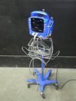 GE DINAMAP PROCARE VITAL SIGNS MONITOR WITH CABLES (SPO2, BP) ON ROLLING STAND
