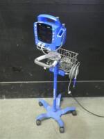 GE DINAMAP PROCARE VITAL SIGNS MONITOR WITH CABLES (SPO2, BP) ON ROLLING STAND