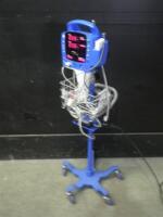 GE DINAMAP DPC400N PROCARE VITAL SIGNS MONITOR WITH SPO2 CABLE ON ROLLING STAND