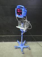 GE DINAMAP DPC400N PROCARE VITAL SIGNS MONITOR WITH SPO2 CABLE ON ROLLING STAND