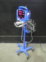 GE DINAMAP DPC400N PROCARE VITAL SIGNS MONITOR WITH SPO2 CABLE ON ROLLING STAND