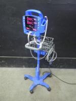 GE DINAMAP DPC400N PROCARE VITAL SIGNS MONITOR WITH CABLES (SPO2, BP) ON ROLLING STAND