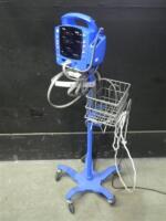 GE DINAMAP DPC400N PROCARE VITAL SIGNS MONITOR WITH BP CABLE ON ROLLING STAND