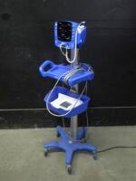 GE DINAMAP V100 CARESCAPE VITAL SIGNS MONITOR WITH BP CABLE ON ROLLING STAND