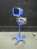 GE DINAMAP V100 CARESCAPE VITAL SIGNS MONITOR ON ROLLING STAND