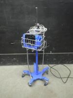 GE DINAMAP V100 CARESCAPE VITAL SIGNS MONITOR WITH BP CABLE ON ROLLING STAND