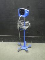 GE DINAMAP V100 CARESCAPE VITAL SIGNS MONITOR WITH BP CABLE ON ROLLING STAND