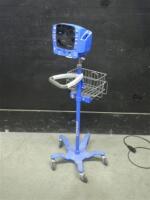 GE DINAMAP V100 CARESCAPE VITAL SIGNS MONITOR ON ROLLING STAND