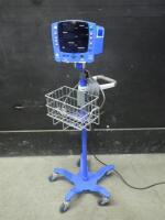 GE DINAMAP V100 CARESCAPE VITAL SIGNS MONITOR ON ROLLING STAND