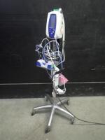 WELCH ALLYN SPOT VITAL SIGNS MONITOR WITH CABLES (SPO2, BP) ON ROLLING STAND
