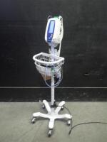WELCH ALLYN SPOT VITAL SIGNS MONITOR WITH CABLES (SPO2, BP) ON ROLLING STAND