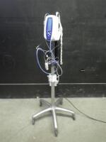 WELCH ALLYN SPOT VITAL SIGNS MONITOR WITH CABLES (SPO2, BP) ON ROLLING STAND