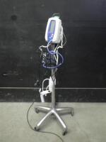 WELCH ALLYN SPOT VITAL SIGNS MONITOR WITH CABLES (SPO2, BP) ON ROLLING STAND