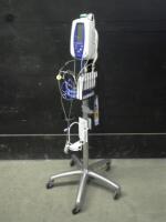 WELCH ALLYN SPOT VITAL SIGNS MONITOR WITH CABLES (SPO2, BP) ON ROLLING STAND