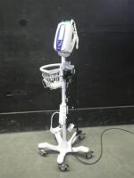 WELCH ALLYN SPOT VITAL SIGNS MONITOR WITH SPO2 CABLE ON ROLLING STAND
