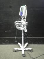 WELCH ALLYN SPOT VITAL SIGNS MONITOR WITH SPO2 CABLE ON ROLLING STAND
