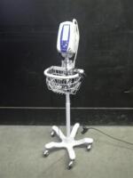 WELCH ALLYN SPOT VITAL SIGNS MONITOR WITH BP CABLE ON ROLLING STAND