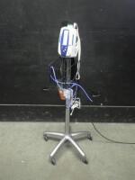 WELCH ALLYN SPOT VITAL SIGNS MONITOR WITH BP CABLE ON ROLLING STAND