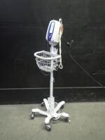 WELCH ALLYN SPOT VITAL SIGNS MONITOR WITH SPO2 CABLE ON ROLLING STAND