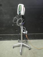 WELCH ALLYN 420 SERIES VITAL SIGNS MONITOR WITH CABLES (SPO2, BP) ON ROLLING STAND