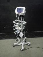 WELCH ALLYN 53NTO VITAL SIGNS MONITOR WITH CABLES (SPO2, BP) ON ROLLING STAND