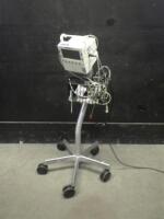 PROPAQ ENCORE 202EL VITAL SIGNS MONITOR WITH CABLES (ECG, BP) ON ROLLING STAND